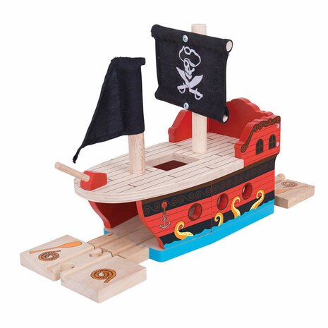 George Eliot Blozend halsband Houten Rails - Piratenschip - Het Speelgoedpaleis