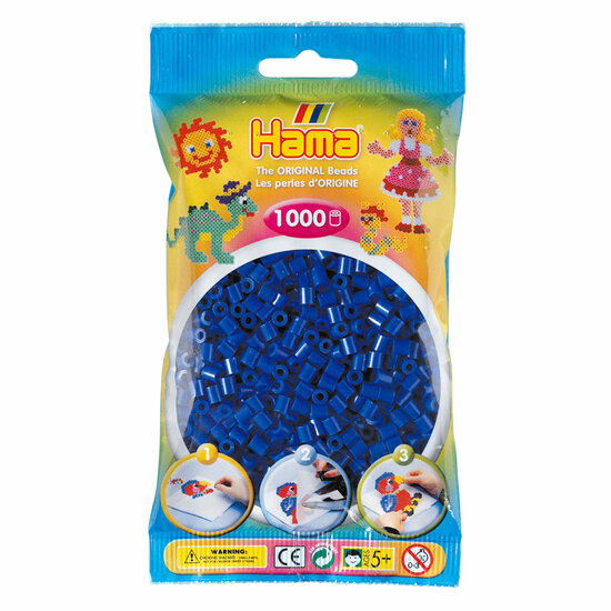 Hama Midi Strijkkralen - Donkerblauw (08), 1000st.