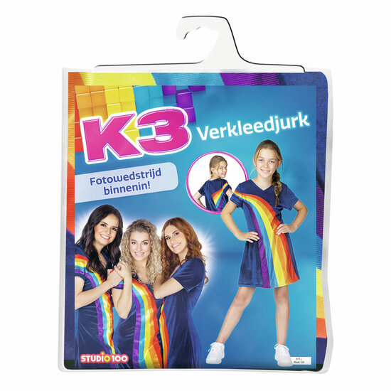 K3 Verkleedjurk - Regenboog Blauw - 6-8 jaar