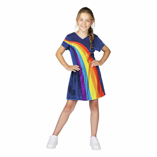 K3 Verkleedjurk - Regenboog Blauw, 9-11 jaar