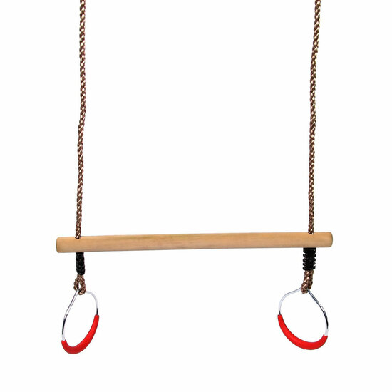 Swingking Trapeze Hout met Ringen, 58cm