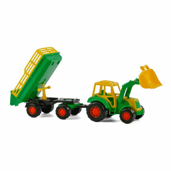 Cavallino Tractor met Voorlader en Aanhanger Groen