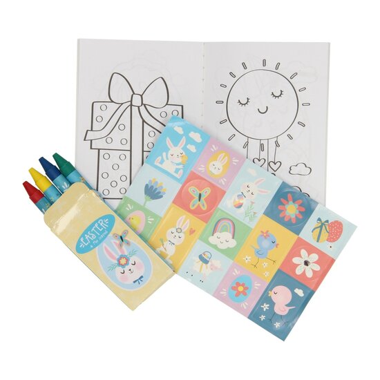 Traktatiesetje: Kleurboekje, Waskrijtjes &amp; Stickervel - Pasen