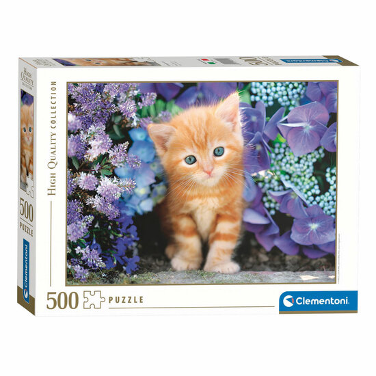 Clementoni Puzzel Kat met Bloemen, 500st.