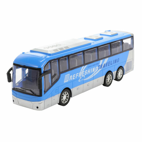 Vehicool Cars &amp; Trucks Reisbus Blauw Frictie - 32cm
