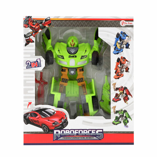 Roboforces Transformeer Auto Robot Groen