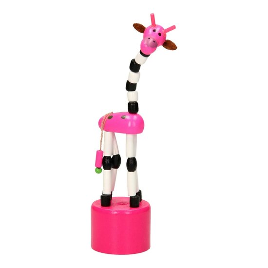 Houten Drukpop Giraffe Gekleurd