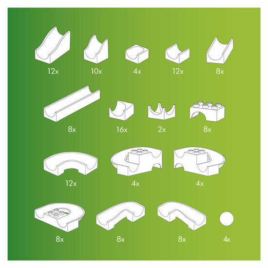 Hubelino Knikkerbaan Baanelementen - 128dlg.