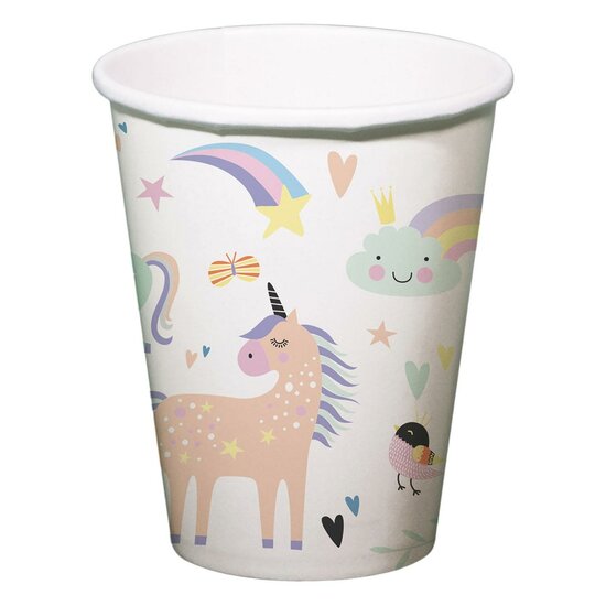 Papieren Bekers Unicorns &amp; Rainbows 250ml, 6st.