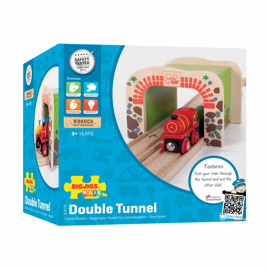 Bigjigs Houten Rails - Dubbelspoor Tunnel