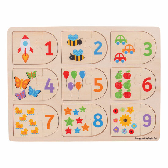 Bigjigs Houten Leerpuzzel Getallen, 18dlg.