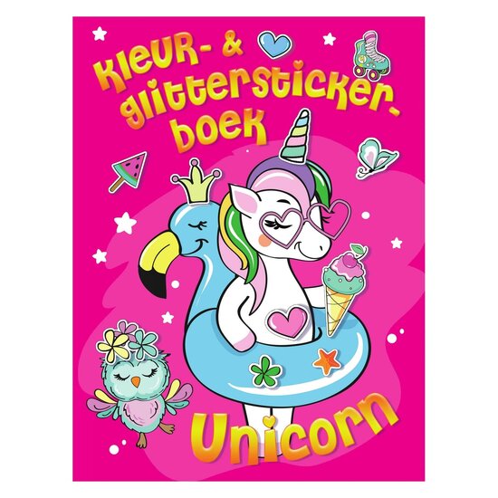 Kleur- &amp; Glitter Stickerboek Unicorn