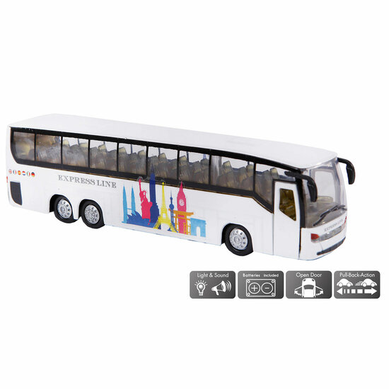 Kids Globe Die-cast Bus met Licht en Geluid, 19cm