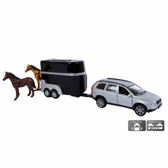 Kids Globe Die-cast Volvo XC90 met Paardentrailer, 27cm