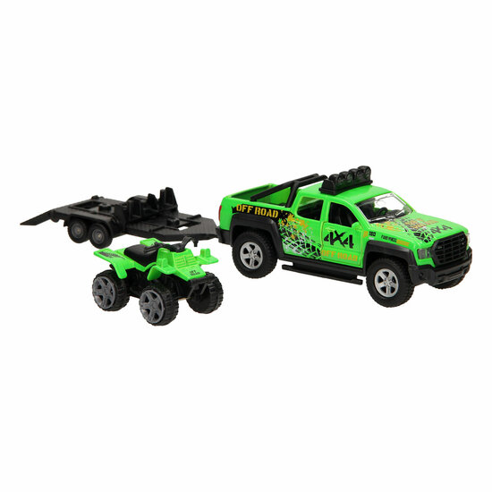 Kids Globe Terreinwagen met Trailer en Quad Licht en Geluid