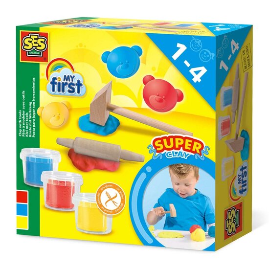 SES My First Klei met Gereedschap - 3 Kleipotjes