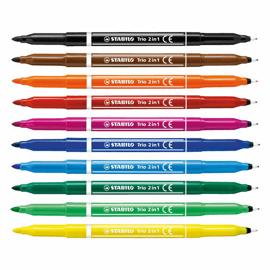 STABILO Trio 2 in 1 - Viltstift En Fineliner In Een - Set 10 Stuks