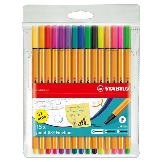 STABILO point 88 - Fineliner - Set Met 15 Stuks