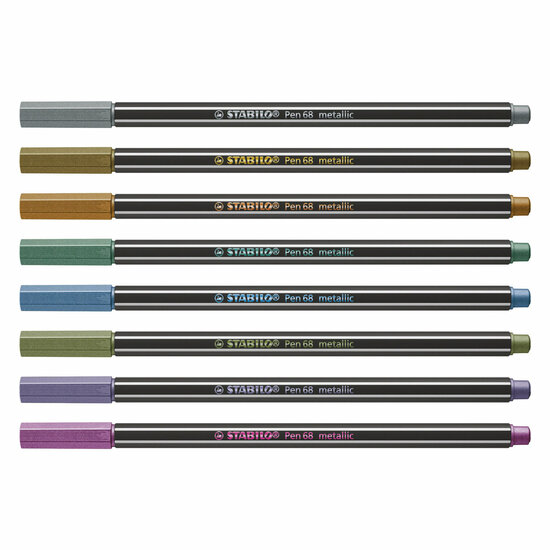 STABILO Pen 68 Metallic -  Viltstift - Set Met 8 Stuks