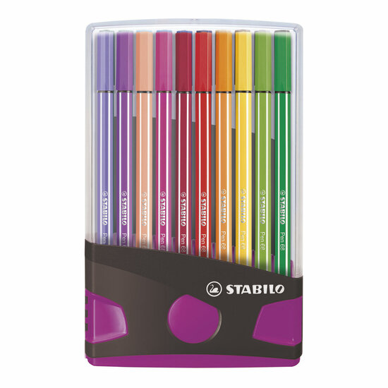 STABILO Pen 68 - Viltstift - ColorParade - Set 20 Stuks- Antraciet/Roze