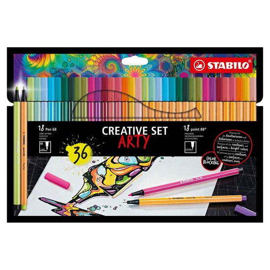 STABILO Creative Set - Pen 68 &amp; Point 88 Pastel - ARTY - Combi Etui 36 Stuks