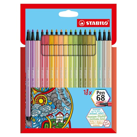 STABILO Pen 68 - Viltstift - Set Met 18 Stuks