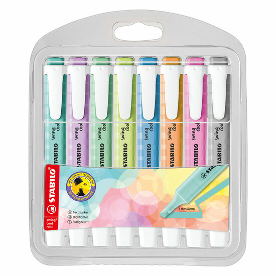 STABILO swing cool  Pastel - Markeerstift - Set Met 8 Stuks