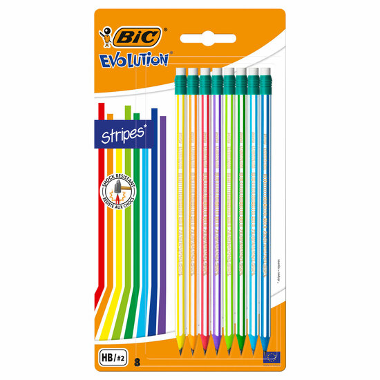 BIC Evolution Potloden met Gum, 8st.