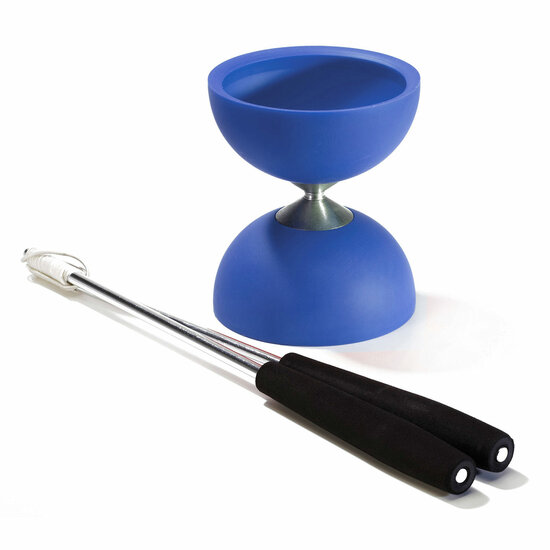 Rubber Diabolo met Aluminium Stokken - Donkerblauw