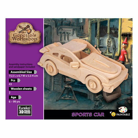 Gepetto&#039;s Workshop Houten Bouwpakket 3D - Sportauto