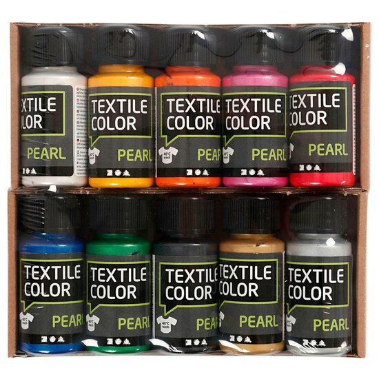 Textielverf Diverse Kleuren, 10x50ml.