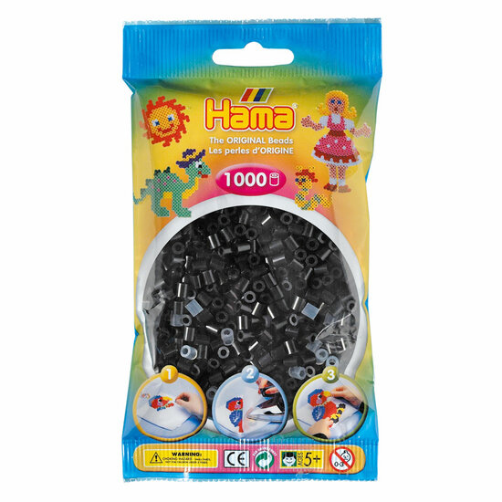 Hama Midi Strijkkralen - Zwart (018), 1000st.