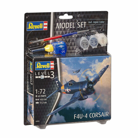 Revell Model Set F4U-4 Corsair Jachtvliegtuig - Incl. Basiskleuren Verf