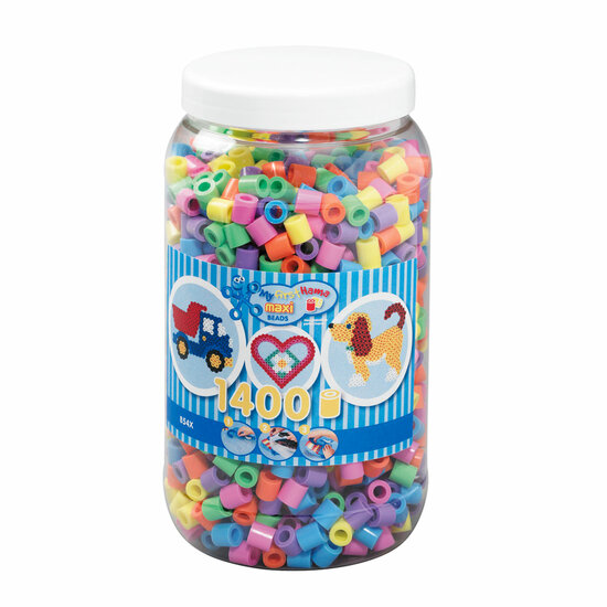 Hama Maxi Strijkkralen in Pot - Pastelmix (050), 1400st.