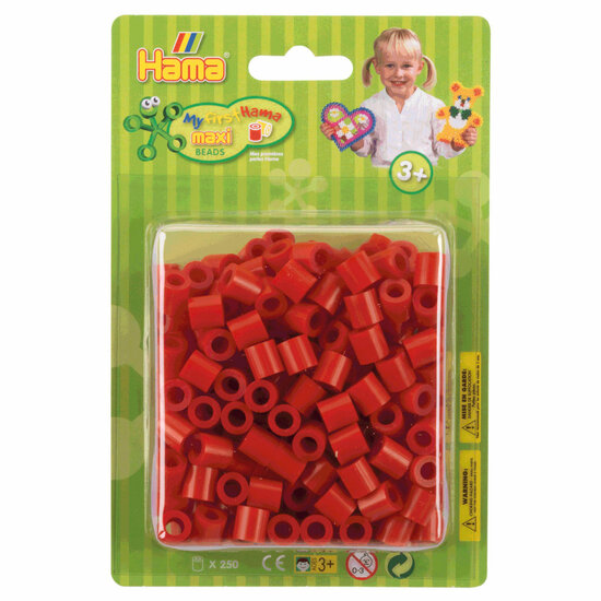 Hama Maxi Strijkkralen Rood, 250st.