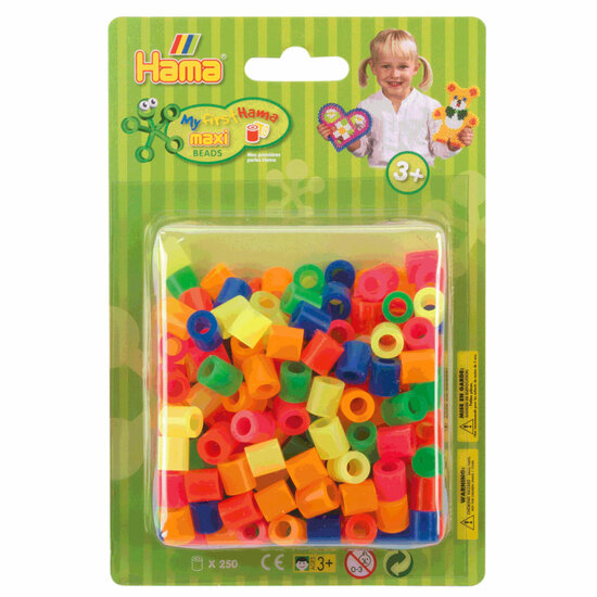 Hama Maxi Strijkkralen Neon Mix (51), 250st.