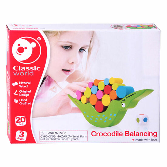 Classic World Houten Balansspel Krokodil, 20dlg.