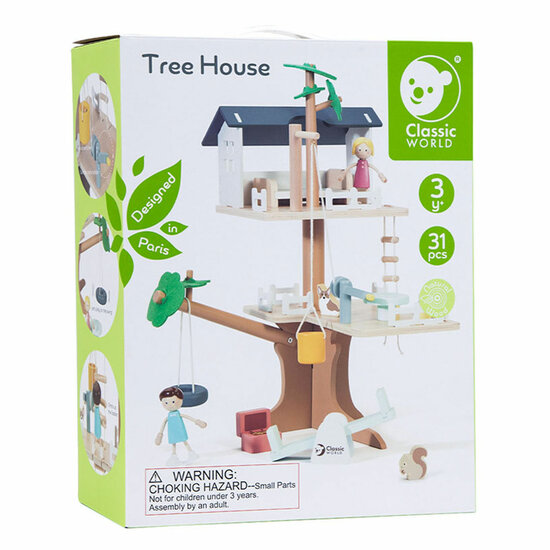 Classic World Houten Poppenhuis Boomhut, 31dlg.