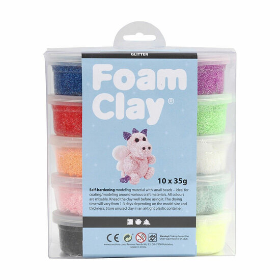 Foam Klei - Glitter Kleuren, 10x35gr.