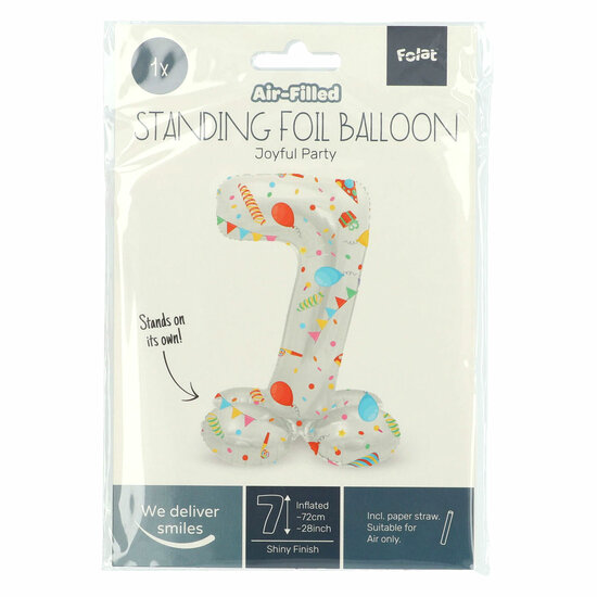 Staande Folieballon Joyful Party Cijfer 7 -72cm