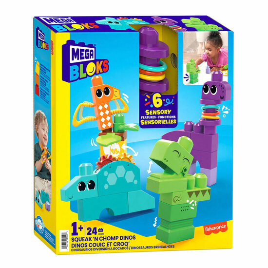 Mega Bloks Squeak N Chomps Dino&#039;s Bouwset - 24dlg.