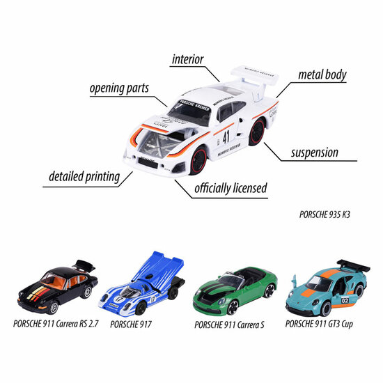 Majorette Porsche Motorsport Auto&#039;s Giftpack, 5st.