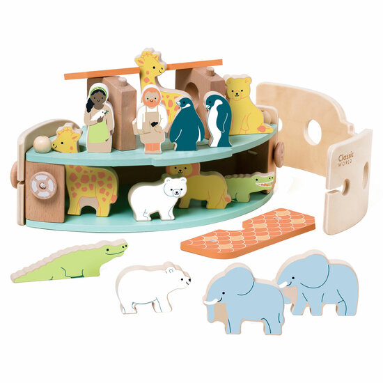 Classic World Houten Noah&#039;s Ark Boot Bouwset met Dieren, 16dlg.