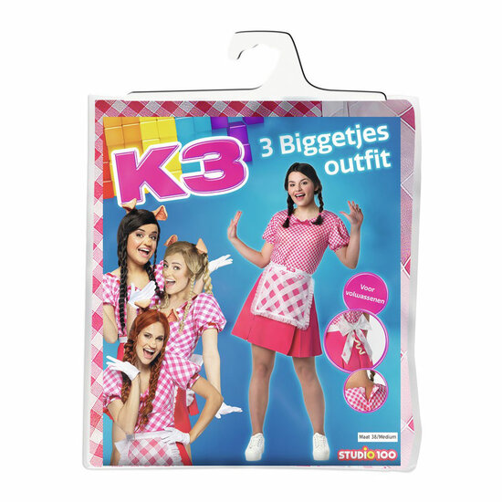 K3 Verkleedjurk voor Volwassenen 3 biggetjes maat 38