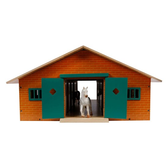 Kids Globe Paardenstal Hout Met 9 Paardenboxen 1:32