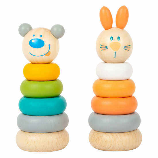 Small Foot - Houten Stapeltoren Dier Pastel, 6dlg.