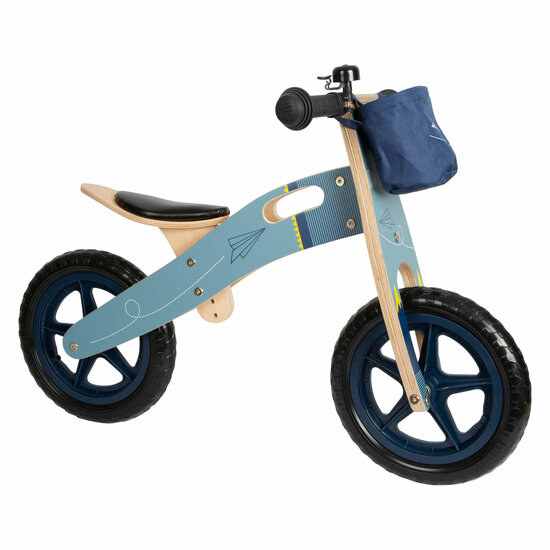 Small Foot - Houten Loopfiets Vliegtuig Blauw