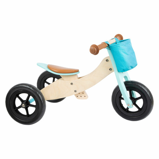 Small Foot - Houten Driewieler en Loopfiets 2in1 Maxi Turquoise