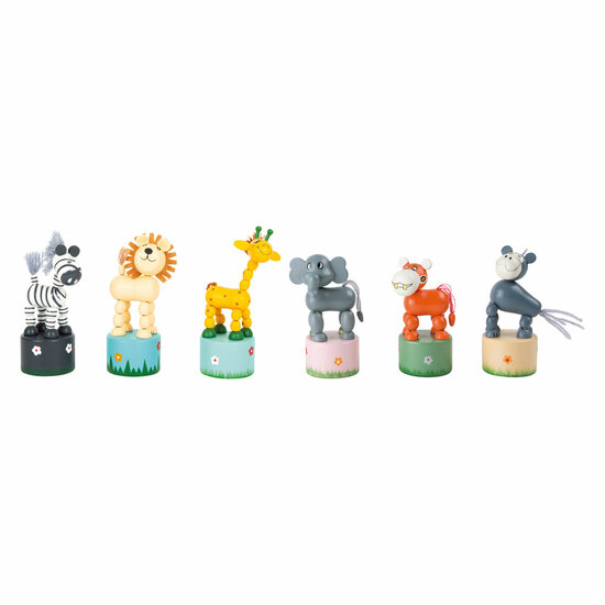 Small Foot - Houten Drukfiguur Wilde Dieren, Set van 6