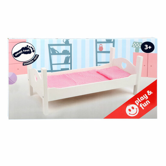 Small Foot - Houten Poppenbed Wit met Beddengoed, 4dlg.